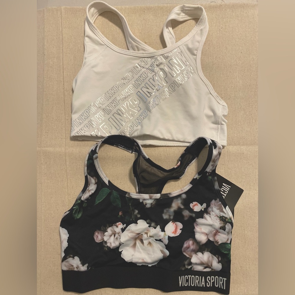2 Victorias Secret Sports Bras Size SM. 1 NWT & 1 lightly used